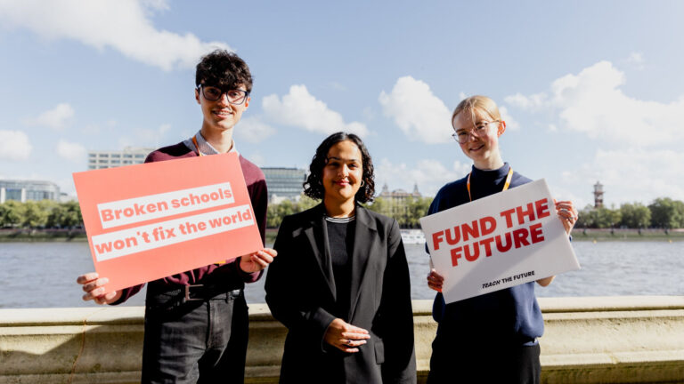 Three members of the Teach The Future Team. Image by Oscar Blair